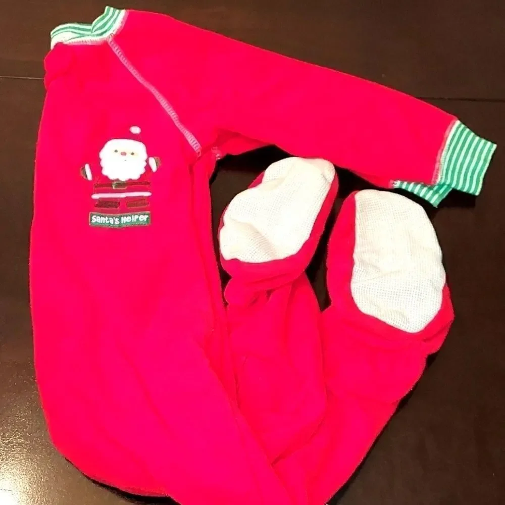 Carter's Red Christmas Santa Footed Pajamas 18M